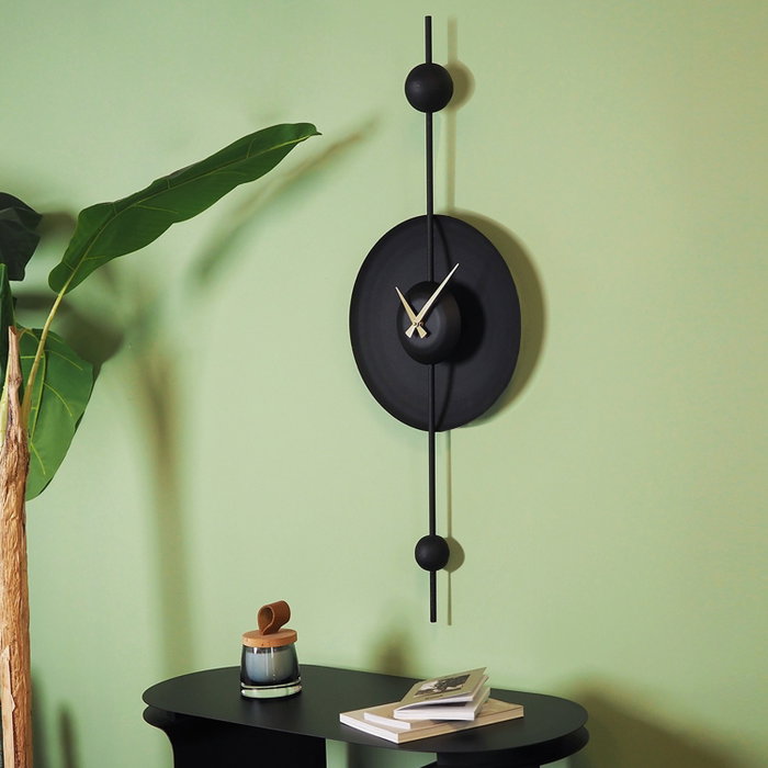 Wallity APS138LSS Reloj de Pared Decorativo de Metal Negro
